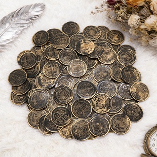 海盗金币古铜色十字架银币圣诞节活动装 饰儿童寻宝藏游戏道具玩具