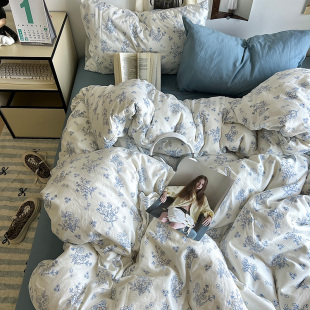 ins少女心小碎花水洗1.5床笠四件套床单被套学生宿舍床上三件套