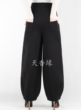 天香缘2025秋冬季高腰休闲时尚灯笼裤女裤阔腿花苞裤水兵舞01836