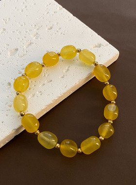 黄色轻奢手串女夏季精致小众设计时尚新款手饰