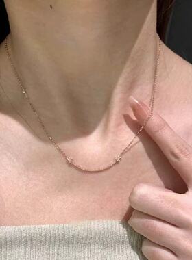 微笑几何满钻项链女款新款锁骨链高级感轻奢小众颈链