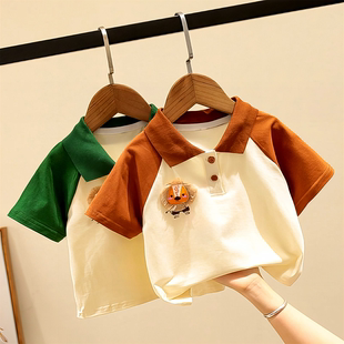 AQX527345百衣服男女搭 POLO衫 卡通狮子2024时尚 夏季 宝宝洋气新款