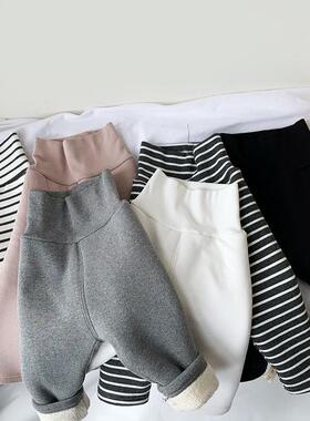 秋冬季新款加厚绒保暖男亲子厚高腰护肚裤婴幼儿长裤打底裤潮