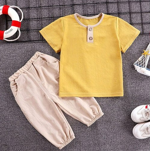 夏季洋气薄款儿小童中小童宝宝男小童套装短袖T马裤两件套2024新
