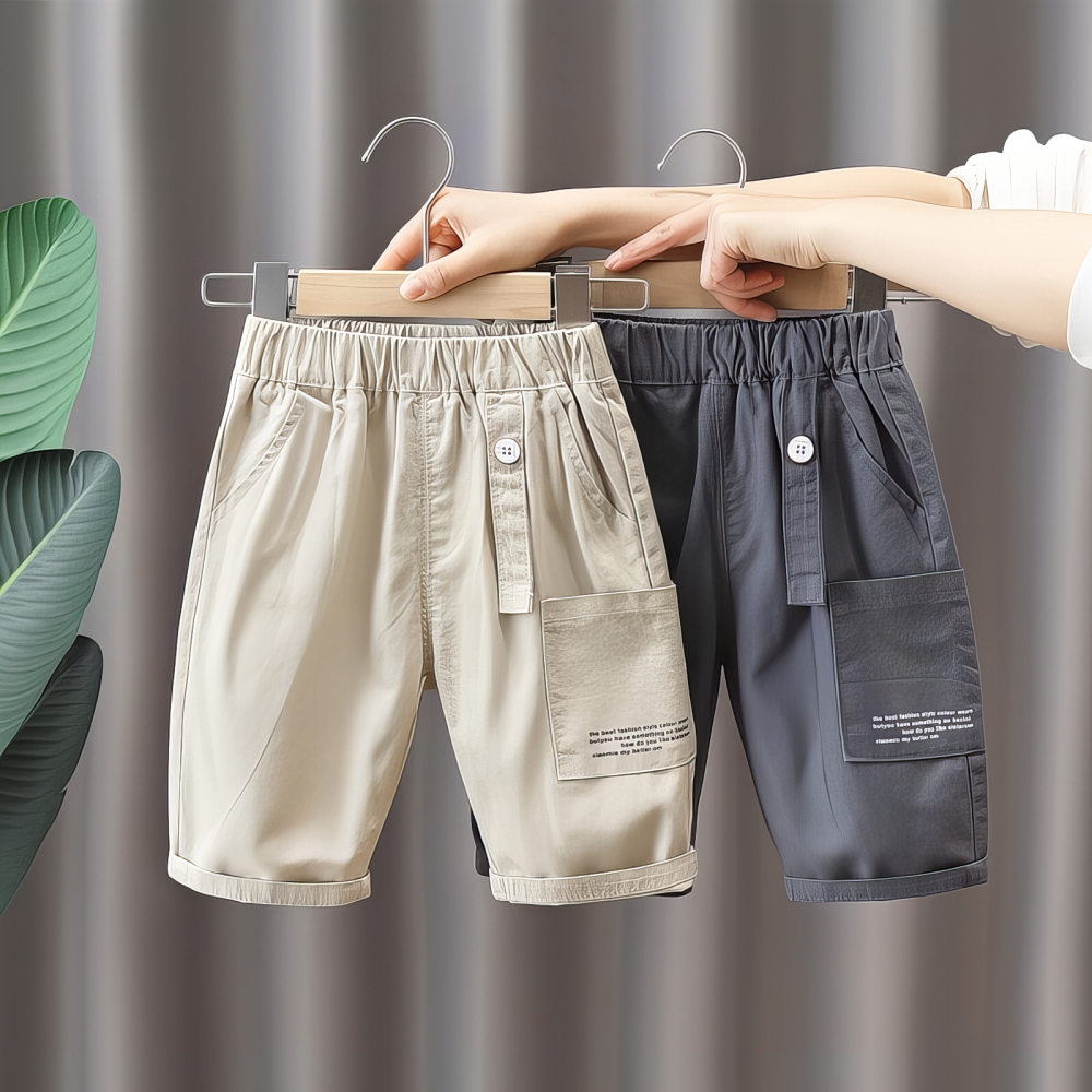 男童短裤夏季薄款2025新款男孩纯棉工装裤小童洋气儿童夏装七分裤