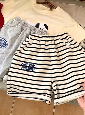 条纹五分裤夏季-hhj时尚宝洋气裤CZ32859男女小童宝2024新款