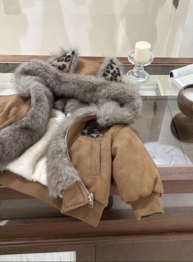 原版实体店品质】年亲子服小恶魔豹纹男女童超萌加绒加厚外套冬装