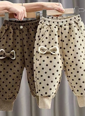 款2023新款中小童冬季加绒加厚长女童裤子秋冬裤女宝宝一体绒裤子