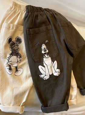 春秋薄款儿童百搭潮亲子子小童洋气男孩韩版时尚童装男童休闲裤