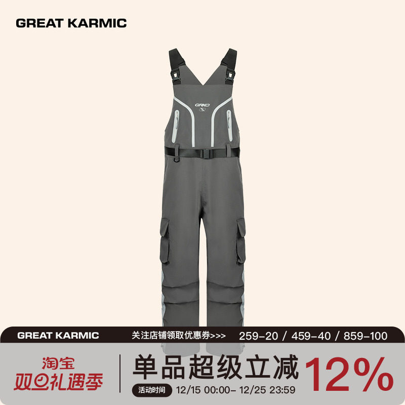 GRKC吉尔卡克 未来玩家系列压胶背带裤国潮牌工装裤休闲裤宽松