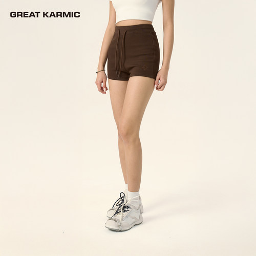 GREATKARMIC 十字箭修身高腰显瘦短裤女夏季辣妹紧身A字热裤GRKC