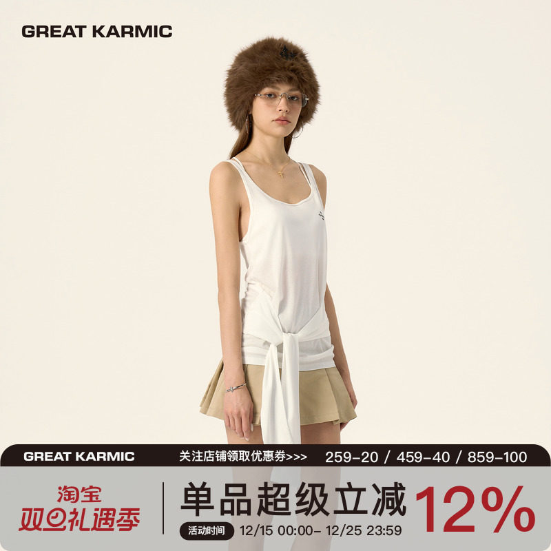 GREATKARMIC天丝莱赛尔夏季U领背心绑带设计休闲百搭无袖上衣GRKC