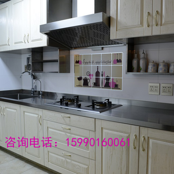杭州恒运不锈钢橱柜 欧式整体橱柜 304不锈钢家用橱柜 实木门