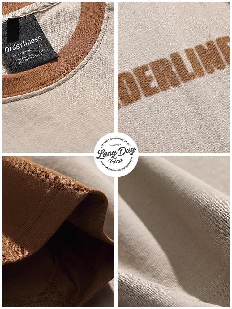 LAZY DAY 오리지널 남성 의류 일본 패션 브랜드 레터 프린트 대조 반팔 티셔츠 남성용 여름상의