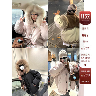 HEYGIRL黑哥 天使之翼 90白鸭绒派克羽绒服女冬牛角扣大毛领外套