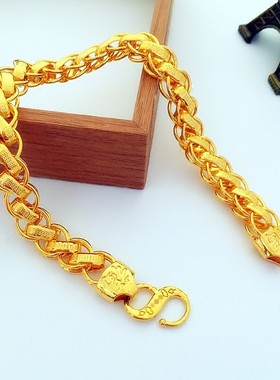 正宗越南沙金手链男999不掉色磨砂泰国链手链男士金店同款黄金