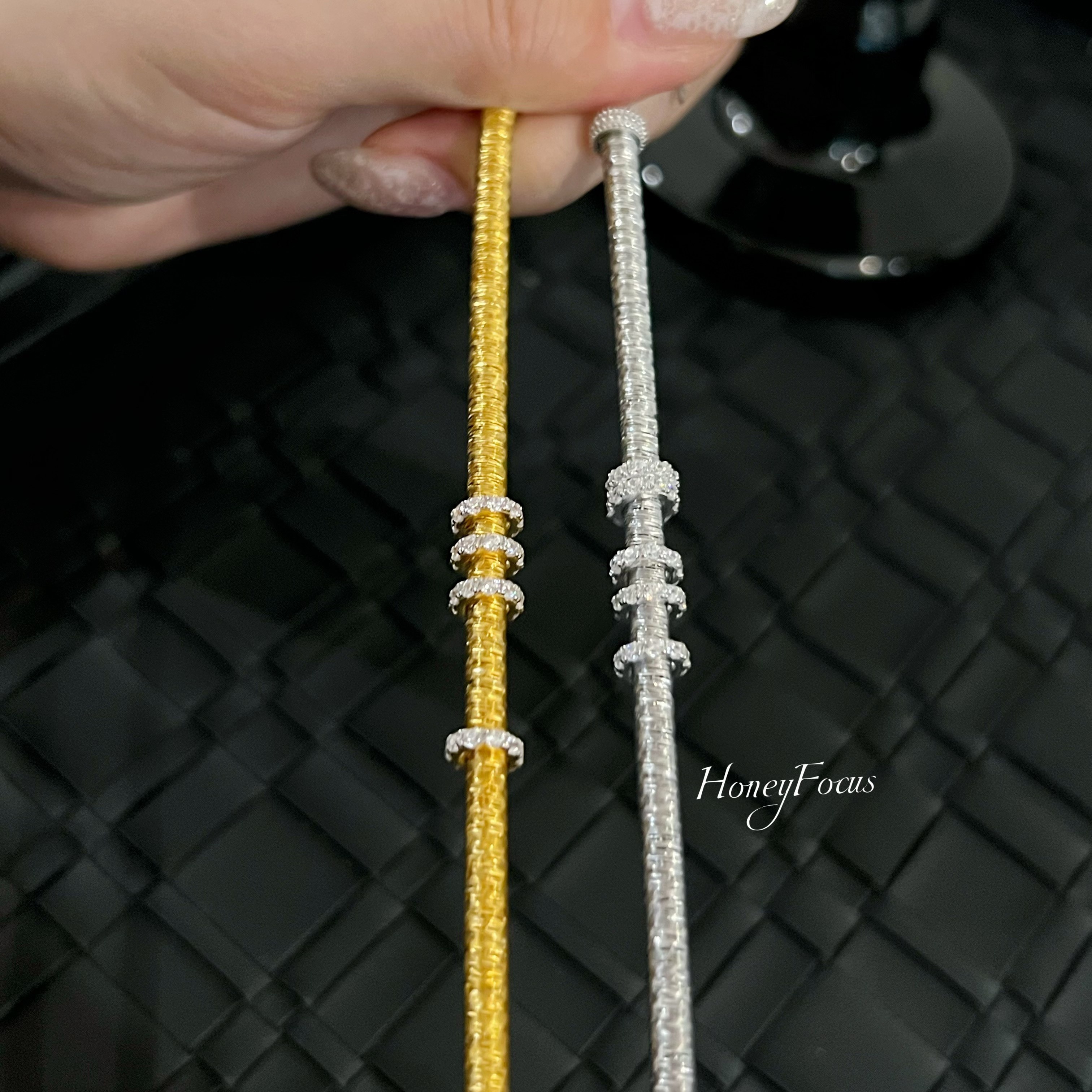 HONEY FOCUS闪闪星河手链 轻奢百搭时尚款跑环手链 925银合成锆石