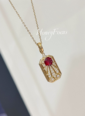 HONEY FOCUS星月银河项链 轻奢时尚秋冬红色坠链均925银合成锆石