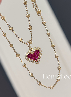 HONEY FOCUS爱神之心项链 金色轻奢百搭甜美坠链均925银合成锆石
