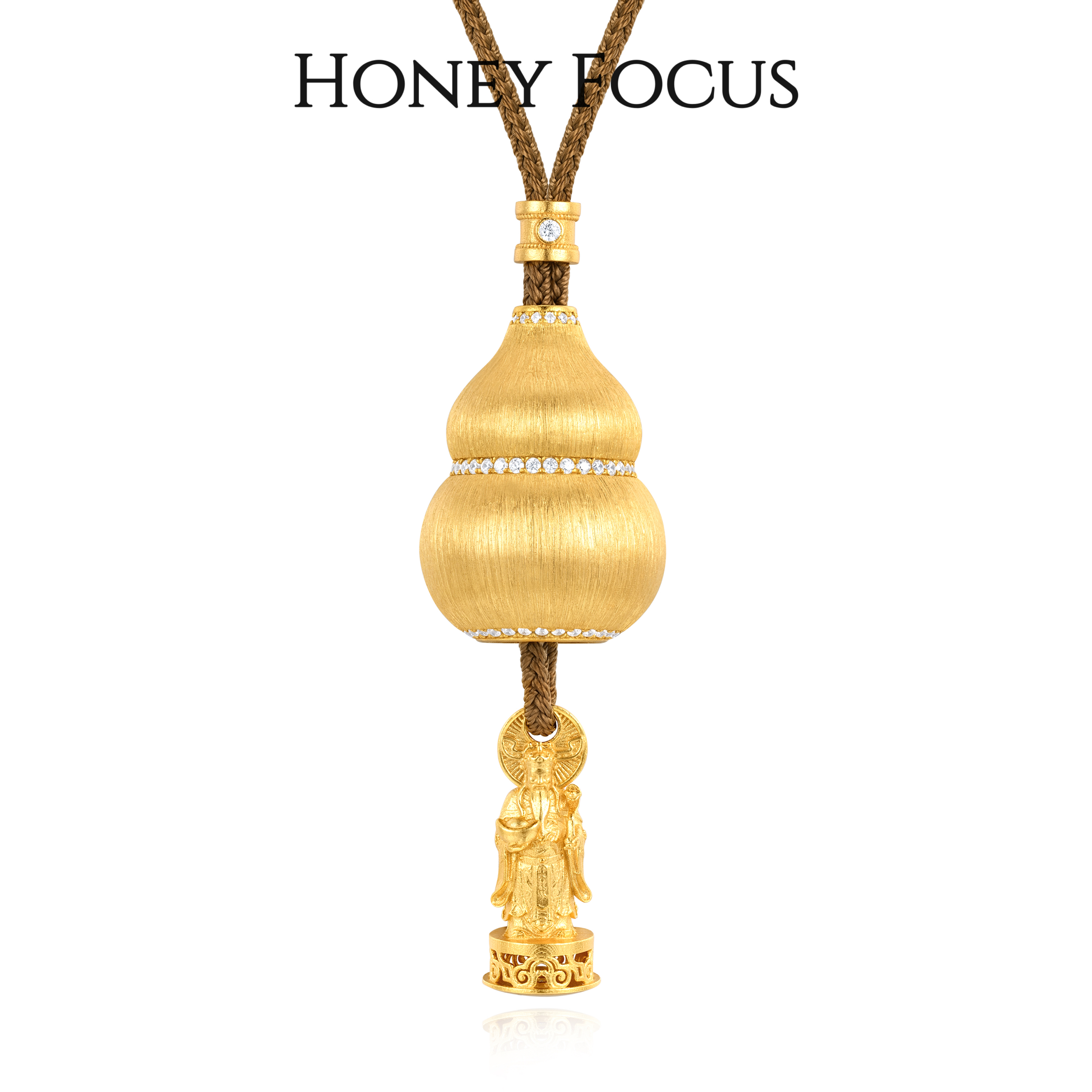 HONEY FOCUS福禄财神古法花丝磨砂招财葫芦项链复古宫廷风爆款