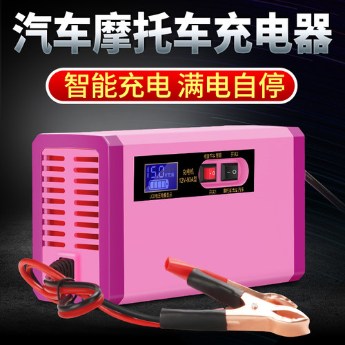 汽车摩托车电瓶充电器12v伏自动