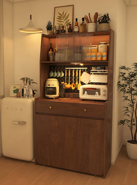 形影家具餐边柜一体折叠伸缩餐桌餐柜靠墙收纳柜小户型中古风柜子