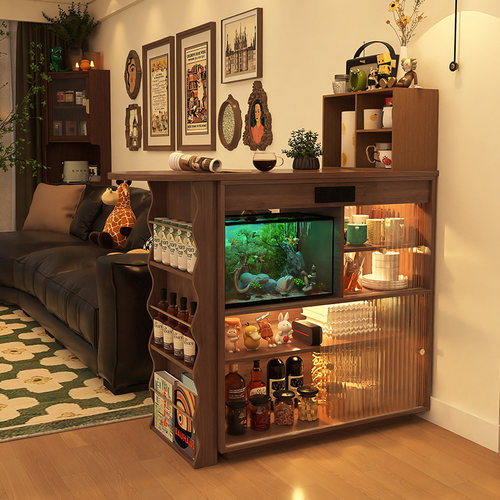 形影家具实木吧台桌可伸缩隔断柜