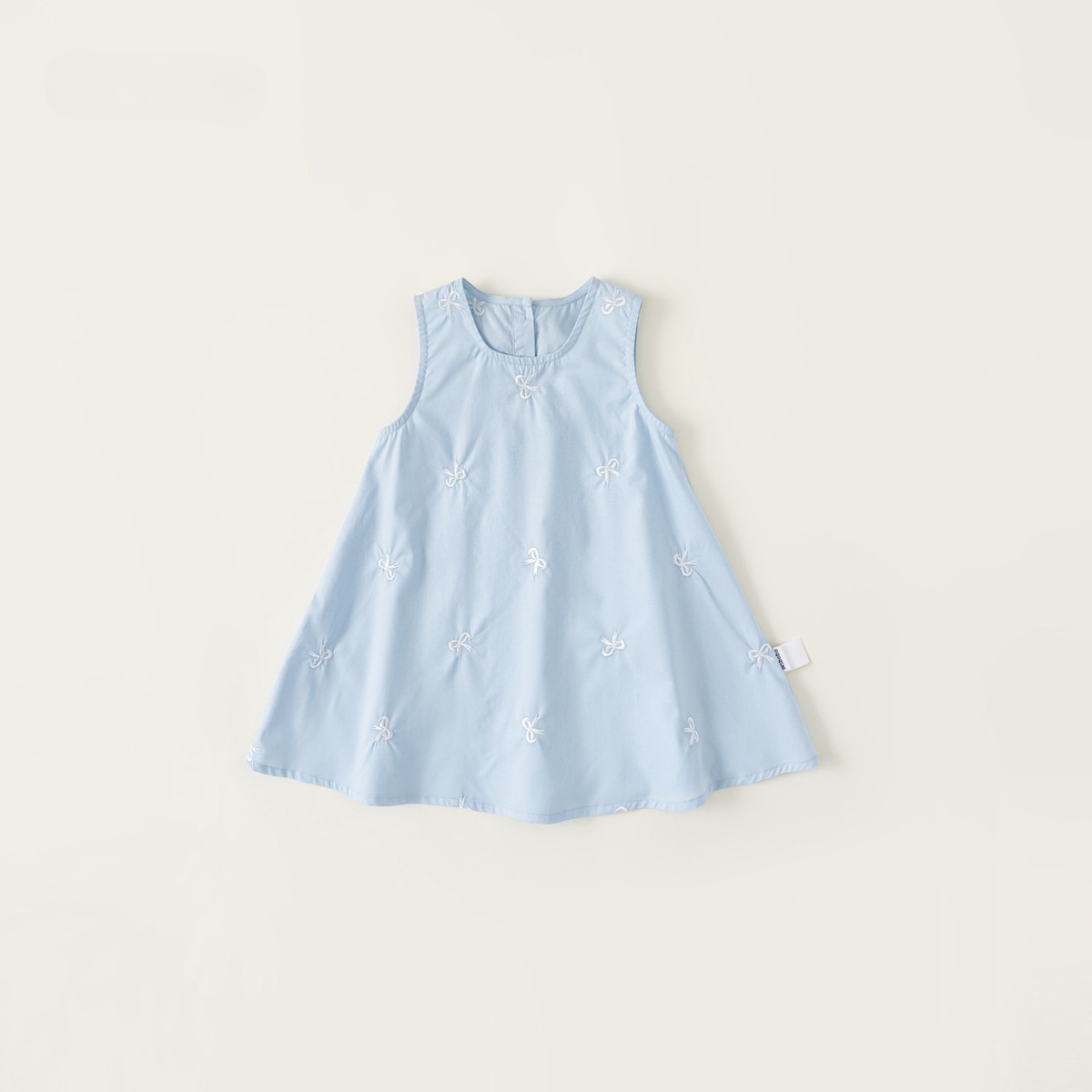 三折品牌特价清仓撤柜亲子装中小童夏季蝴蝶结刺绣纯色无袖连衣裙