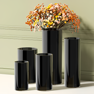 花瓶轻奢高级感黑色亚克力特大号水培富贵竹花器大口径落地醒花桶