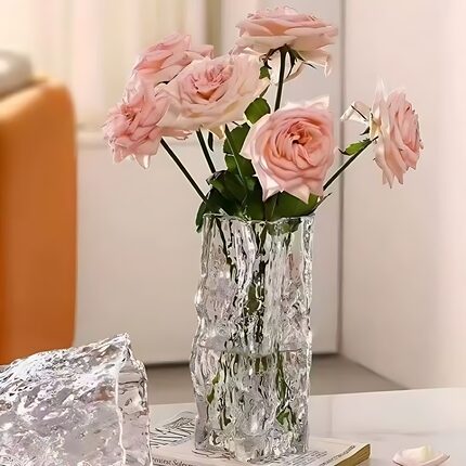 玻璃花瓶透明水养鲜花玫瑰桌面客厅插花装饰摆件轻奢高级感花器