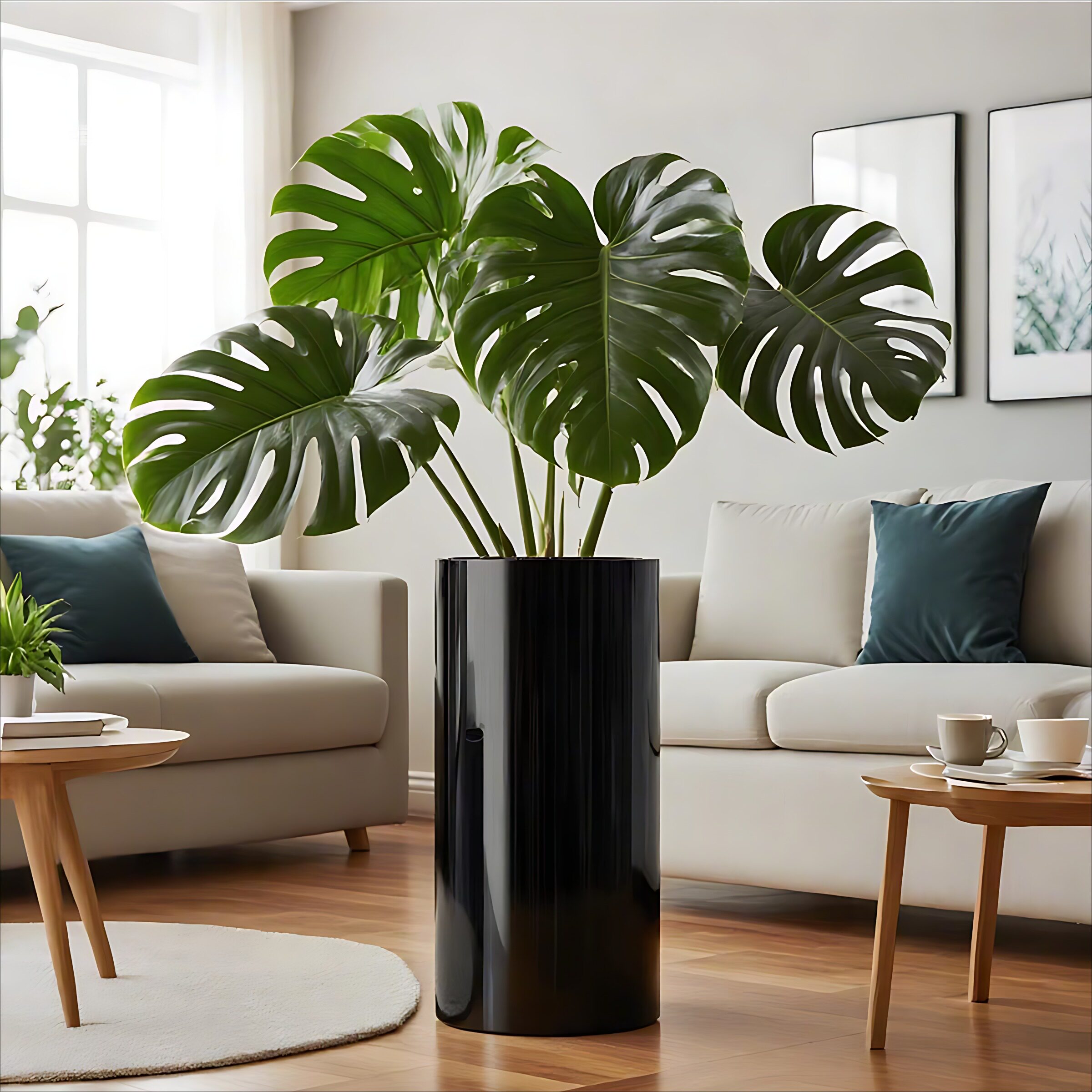 纯黑亚克力花瓶客厅水培富贵竹花器大号圆形插花桶醒花直筒花盆黑