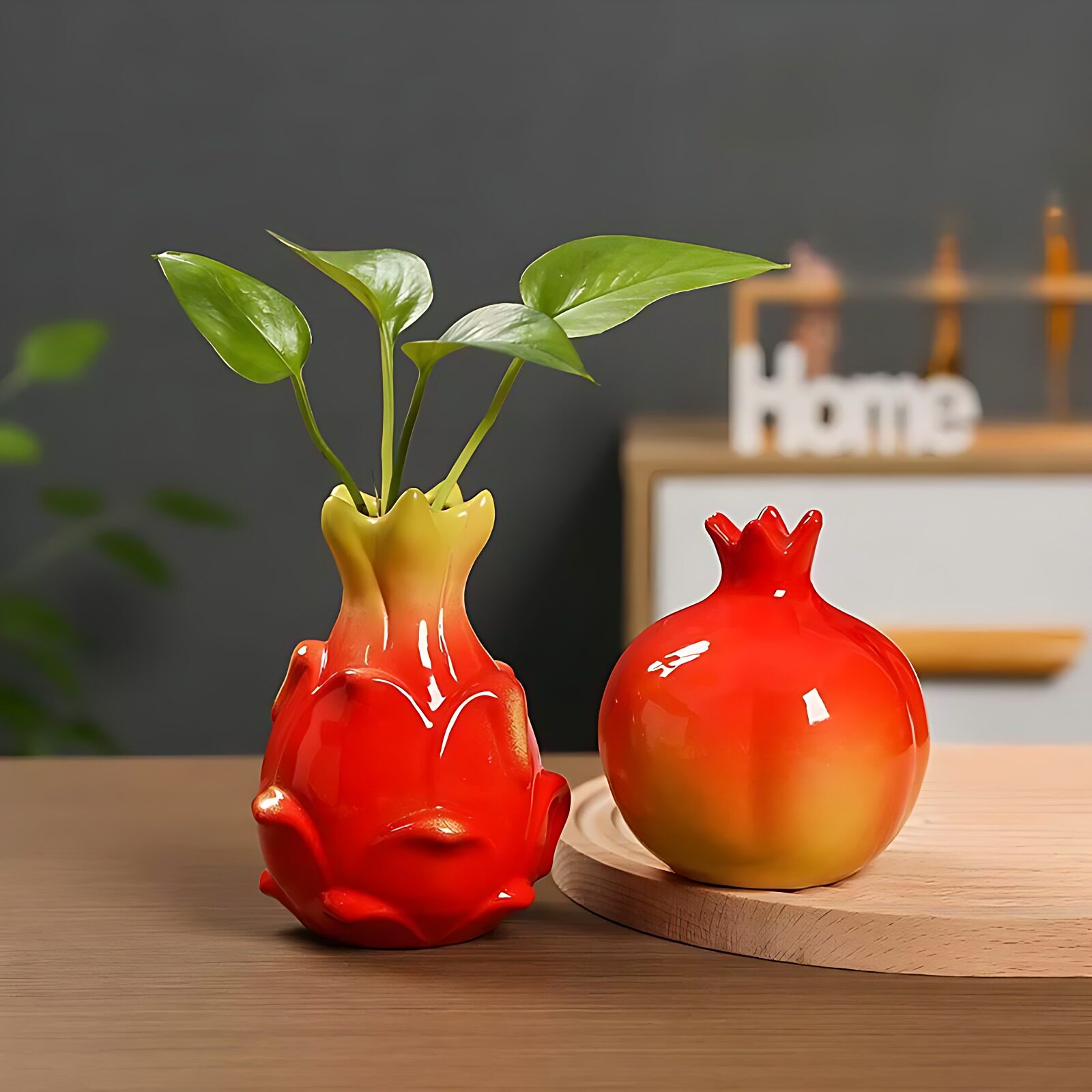 火龙果造型可爱陶瓷水培花瓶花器