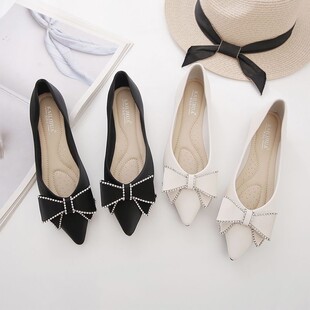 单鞋女春夏季2025新款女鞋百搭浅口妈妈鞋子平底鞋软皮软底豆豆鞋