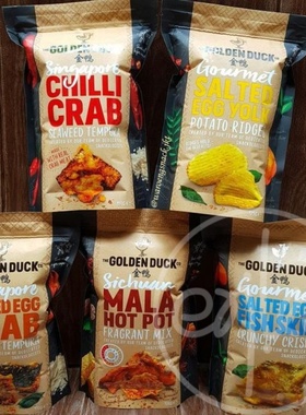 香港代购新加坡特产 GoldenDuck 金鸭咸蛋鱼皮辣椒螃蟹天妇罗105g