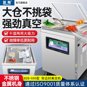 蓝莓DZQ550型单室真空包装机商用熟食鸡鸭肉类海鲜抽真空机双边封