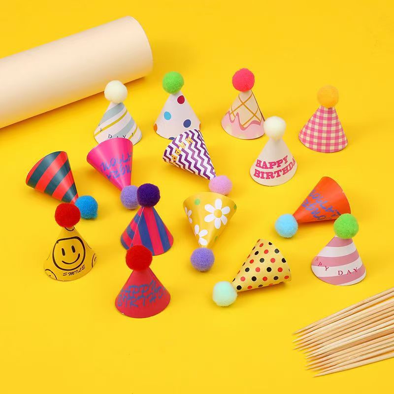 生日帽蛋糕装饰帽子超小ins风迷你生日帽插件成品复古尖尖帽