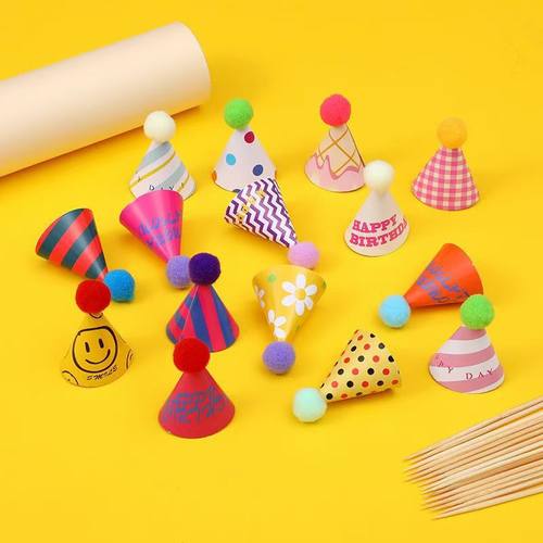 生日帽蛋糕装饰帽子超小ins风迷你生日帽插件成品复古尖尖帽