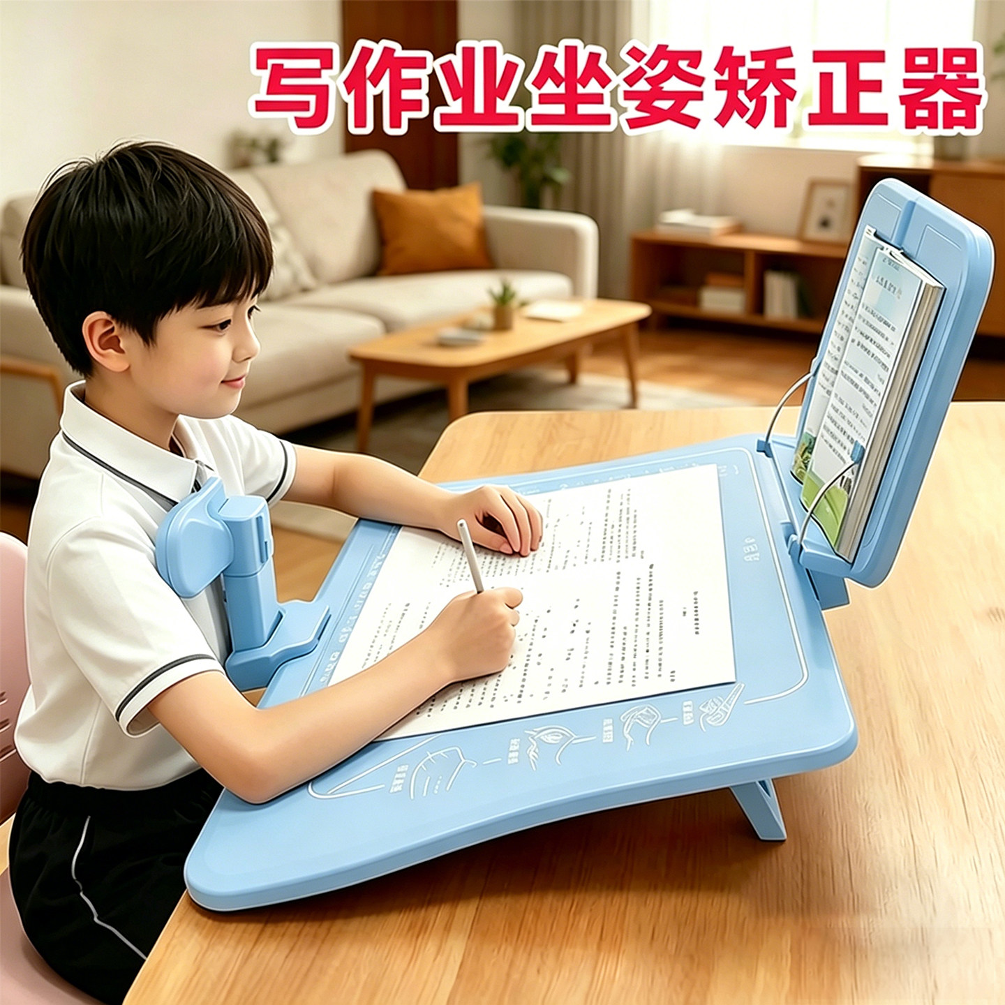 坐姿矫正器小学生可托下巴写字姿势儿童正姿纠正防低头视力保护器写作