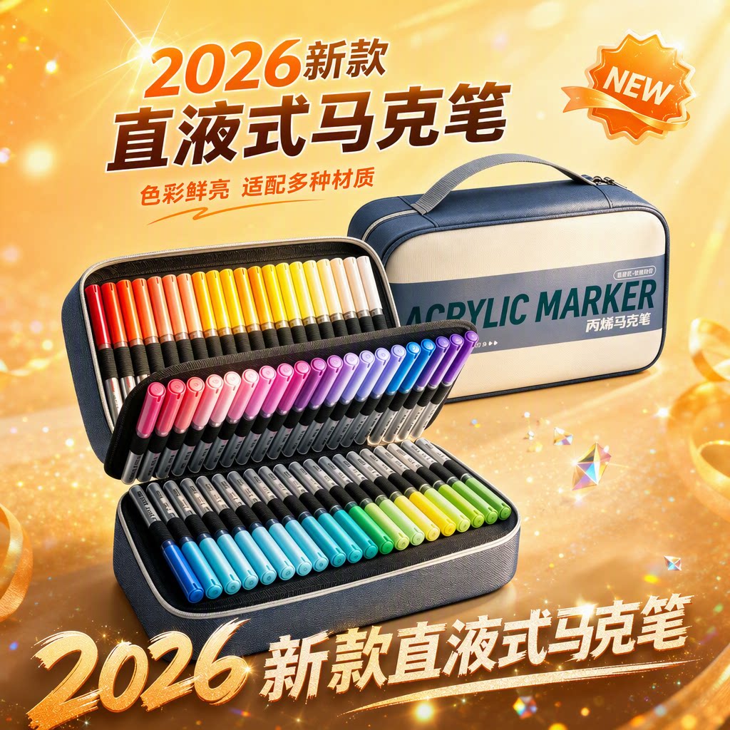 直液式丙烯马克笔软头小学生用图片