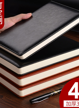 a5笔记本子定制可印logo超厚加厚记事本商务b5黑色皮面本工作会议记录本子办公简约大学生日记本高档软皮批发