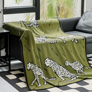 北欧风复古绿色客厅单人椅子沙发毯盖毯午睡毯子办公室毛毯空调毯
