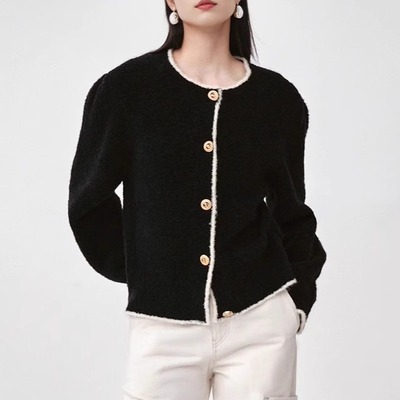 25秋季新款小香风针织开衫外套女高级感气质修身显瘦撞色长袖上衣