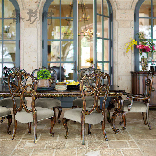 美式新古实木长餐桌 欧式经典雕花描金餐桌餐台 餐厅定制家具|msdalam kategori perabot kediaman, of Tables, meja makan - dari Buy2taobao.com untuk memberikan perkhidmatan ejen Taobao profesional membeli