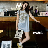 enjoy背心裙 无袖 中长款 叶子小姐 飞飞袖 T恤女纯棉宽松连衣裙子