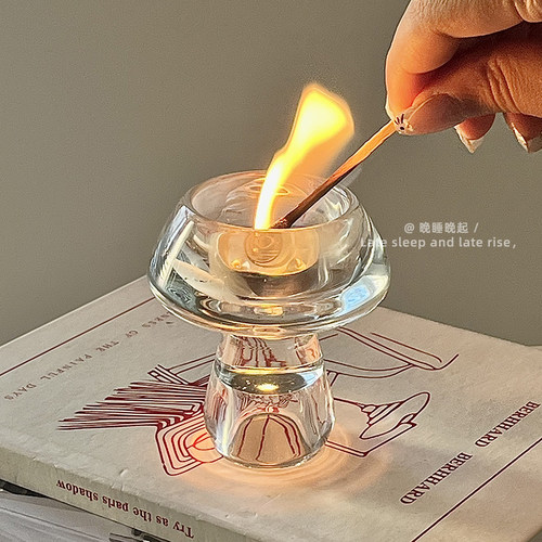 ins风蘑菇玻璃烛台氛围布置装饰