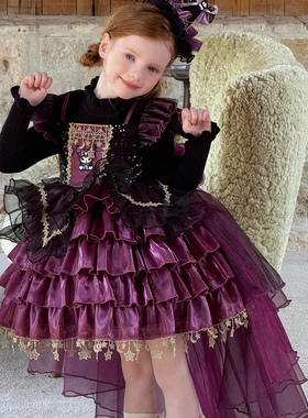 LittleWish洛丽塔公主裙秋冬女童洋气礼服裙儿童摄影裙宴会生日裙