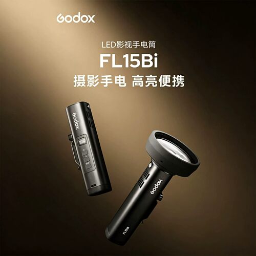 Godox神牛FL15Bi影视手电筒便携手持补光灯防尘防水双色温可调摄影摄像拍照高亮打光灯写真户外氛围主播人像