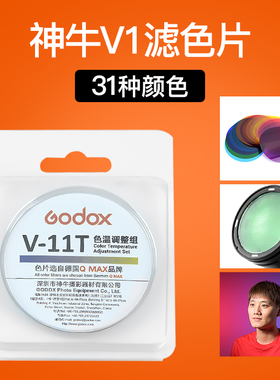 Godox神牛V1色片闪光灯热靴灯圆形分体灯头H200RV-11V-11CV-11TAK-R16色片套装拍摄附件