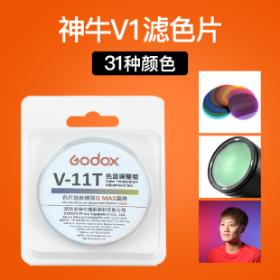 11TAK Godox神牛V1色片闪光灯热靴灯圆形分体灯头H200RV 11V 11CV 拍摄附件 R16色片套装