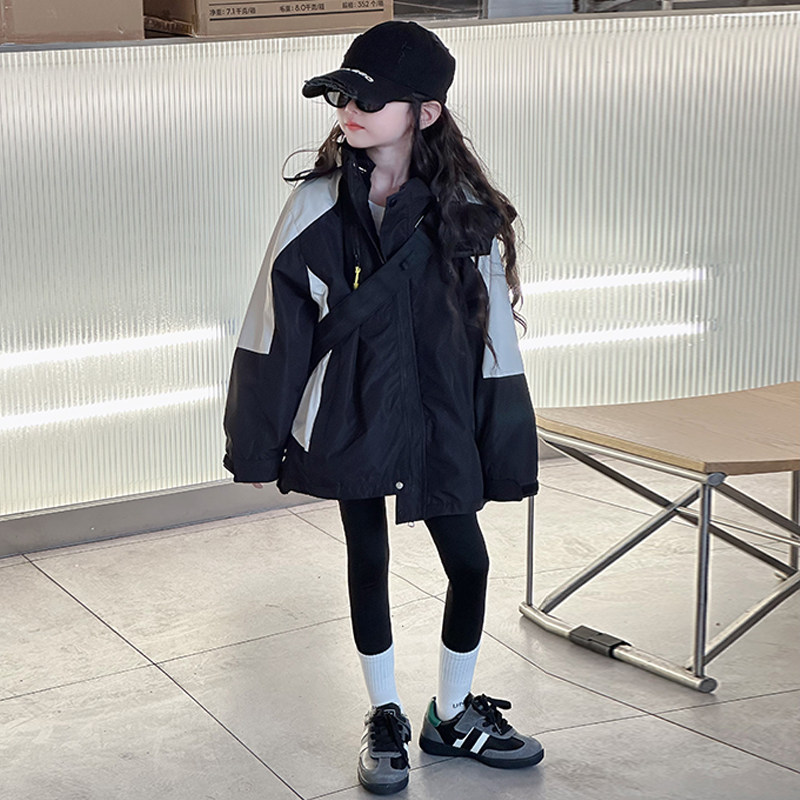 韩国女童冲锋衣三合一可拆卸秋冬户外风衣夹棉休闲加厚外套